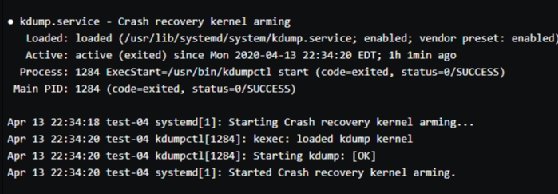 Kdump service installation status