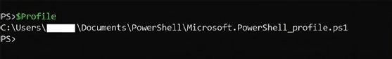Capture d'écran pour trouver l'emplacement du profil PowerShell